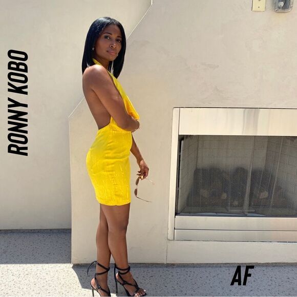 RONNY KOBO FOR FREE PEOPLE MARISSA MINI DRESS IN LEMON NWT MEDIUM - Picture 2 of 15